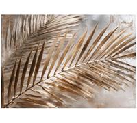 WallArena Papier peint photo non tissé - Motif feuilles - 400 x 280 cm - Papier peint photo - Pour salon et chambre à coucher - Effet 3D - Avec colle - Doré