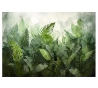WallArena - Papier peint photo non tissé - Motif : feuilles et plantes tropicales - Vert naturel - 312 x 219 cm - Papier peint photo - Pour salon et chambre à coucher - Effet 3D - Avec colle