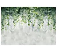 WallArena - Papier peint photo non tissé - Motif : feuilles, nature, plantes vertes et aquarelle - 368 x 254 cm - Papier peint photo - Pour salon et chambre à coucher - Effet 3D - Avec colle