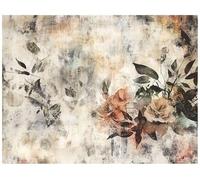WallArena - Papier peint photo non tissé - Motif fleurs et feuilles - Orange naturel - 300 x 210 cm - Papier peint photo - Pour salon et chambre à coucher - Effet 3D - Avec colle