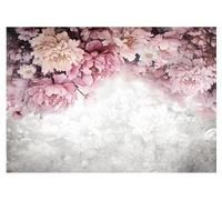 WallArena - Papier peint photo non tissé - Motif fleurs pivoines roses béton - 152 x 104 cm - Papier peint photo - Pour salon et chambre à coucher - Effet 3D - Avec colle