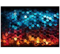 WallArena - Papier peint photo non tissé - Motif géométrique - 350 x 250 cm - Papier peint photo - Pour salon et chambre à coucher - Effet 3D - Avec colle - Abstrait moderne - Multicolore - Rouge et