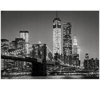WallArena - Papier peint photo non tissé New York Ny 300 x 210 cm - Papier peint photo - Pour salon et chambre à coucher - Papier peint mural non tissé effet 3D - Avec colle - Paysage de ville de nuit