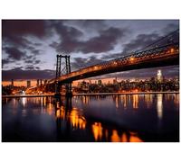WallArena - Papier peint photo non tissé New York NY 350 x 250 cm - Papier peint photo - Pour salon et chambre à coucher - Papier peint mural non tissé effet 3D - Avec colle - Pont ville de nuit