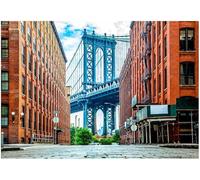 WallArena - Papier peint photo non tissé - Pont de New York - 150 x 105 cm - Papier peint photo - Pour salon et chambre à coucher - Effet 3D - Avec colle - Ville de Brooklyn