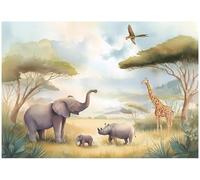 WallArena - Papier peint photo non tissé pour chambre d'enfant - 350 x 250 cm - Animaux africains - Papier peint photo pour enfants filles et garçons - Papier peint pour chambre d'enfant - Nature