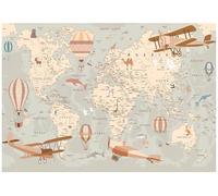 WallArena - Papier peint photo non tissé pour chambre d'enfant - 350 x 250 cm - Carte du monde - Papier peint photo pour enfants filles et garçons - Papier peint pour chambre d'enfant - Papier peint