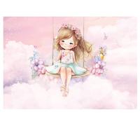 WallArena - Papier peint photo non tissé pour chambre d'enfant - 416 x 290 cm - Ballerine rose - Nuages roses - Papier peint photo pour chambre d'enfant - Papier peint non tissé - Effet 3D