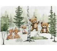 WallArena Papier peint photo non tissé pour chambre d'enfant - Motif forêt - 416 x 254 cm - Effet 3D - Animaux
