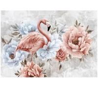 WallArena Papier peint photo texturé en vinyle - Flamant rose - 254 x 184 cm - Papier peint mural 3D texturé pour salon et chambre à coucher - Papier peint en vinyle de qualité supérieure avec