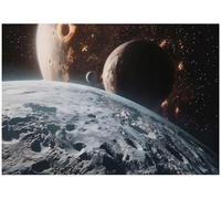 WallArena Papier peint photo texturé en vinyle - Motif lune - 254 x 184 cm - Papier peint mural 3D texturé pour salon et chambre à coucher - Papier peint en vinyle de qualité supérieure avec structure