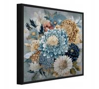 WallArena Tableau en métal brossé avec cadre - Motif plage - Fleurs - 30 x 30 cm - Tableau mural XXL - Pour salon, chambre à coucher, salon - Moderne - Abstrait