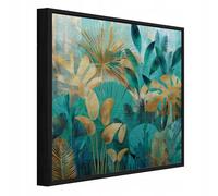 WallArena Tableau en métal - Motif plage - Feuilles - 80 x 80 cm - Images sur métal brossé avec cadre - Tableau mural XXL grand format pour salon, chambre à coucher - Tableau moderne - Fleurs