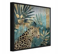 WallArena - Tableau mural en métal brossé avec cadre - Motif : plage - Léopard - 30 x 30 cm - Tableau mural XXL - Pour salon, chambre à coucher, salon - Motif fleurs