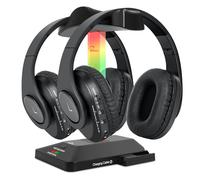 WallarGe Lot de 2 écouteurs sans Fil Bluetooth Over-Ear pour Regarder la télévision, émetteur RF, Pas de Retard de synchronisation labiale, Plug &