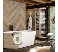 WallArt Lame PVC Adhésive Murale + Ruban autocollant | 15 planches : 2,09 m² de Lambris Effet Bois Chêne Naturel | Revêtement Mural Vinyle Bois