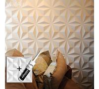 WallArt Panneau Mural 3D Cullinans + Colle Panneaux 3D I 3m² de Panneaux de 50 x 50cm I Revetement Mural Décoration Murale Salon Chambre I Plaquette de Parement Papier Peint 3D Mur 3D