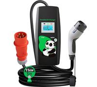 Wallbox Mobile 11 kW avec Plug & Play, 5 m, 16 A, 3 phases, courant réglable et minuterie, câble de charge de type 2 avec prise CEE, chargeur de voiture électrique portable pour IEC 62196-2