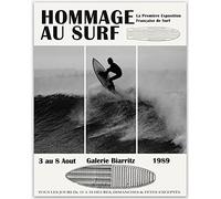 Wallbuddy Affiche de surf - Planche de surf Décoration murale noir et blanc Décor de chambre Esthétique Vintage, Impression de planche de surf, Art mural minimaliste pour les amoureux (61cm x 91cm)