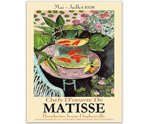 Wallbuddy Exposition d'art mural de poisson rouge Henri Matisse Art mural abstrait Estampes esthétiques de Matisse Peinture de poisson rouge d'art mural de Matisse Affiche murale rétro (60cm x 80cm)