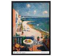 Wallbuddy Impressionnisme Côtier Art Mural | Scène (40 x 50 cm, Cadre noir)