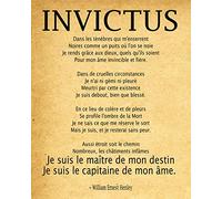 Wallbuddy Invictus par William Ernest Henley Invictus Poeme en Francais (20cm x 25cm, Vintage)