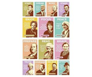 Wallbuddy Leaders & Presidents Affiche murale avec citations inspirantes pour salle de u collège- US History Classroom School, History for Political Gifts - Patriotic Decor (30x40cm,Portrait)