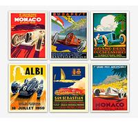 WallBuddy Lot de 6 posters Grand prix F1 - 1930, 1936, 1937, 1952, 1966, 1970 (5 x 7)