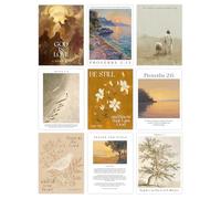Wallbuddy Lot de 9 affiches murales avec écritures chrétiennes | Verse de la Bible - Décoration religieuse basée sur la foi | Œuvre d'art avec citations spirituelles | Proverbes des psaumes Micah