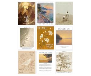 Wallbuddy Lot de 9 affiches murales avec écritures chrétiennes | Verse de la Bible - Décoration religieuse basée sur la foi | Œuvre d'art avec citations spirituelles | Proverbes des psaumes Micah