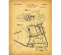 WallBuddy WB304 Impression brevetée Harley Davidson 1936 Vintage Harley Davidson Décoration moto Motard Décor Garage Décoration Atelier Décor Cadeau, vintage, 8 x 10