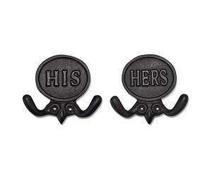 Wallcharmers Lot de 2 crochets pour serviettes de salle de bain, Mr & Mrs. Farmhouse et rustiques pour serviettes, bronze