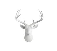 Wallcharmers Mini cerf - Buste en résine - Fausse tête de cerf - Sculpture de taxidermie - Blanc