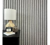 WALLCOVER Papier peint aspect bois, gris, gris clair, panneaux acoustiques, mur en bois, effet 3D, panneaux scandinave, aspect naturel, moderne, 10,05 x 0,53 m, fabriqué en Allemagne