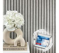WALLCOVER Papier Peint inclus colle Gris imitation bois Mur de lamelles Papier Peint en bois Panneaux 3D Motif en bois Moderne Design de mur en bois Panneaux en bois Poutres en bois