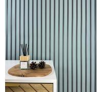 WALLCOVER Papier peint intissé bleu - Rayures noires - Bleu gris - Panneaux de style scandinave - Panneaux muraux modernes - Lamelles - Fabriqué en Allemagne