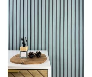 WALLCOVER Papier peint intissé bleu - Rayures noires - Bleu gris - Panneaux de style scandinave - Panneaux muraux modernes - Lamelles - Fabriqué en Allemagne