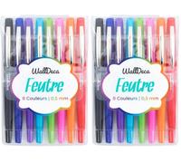 WallDeca Stylos à pointe fine (0,5 mm), couleurs arc-en-ciel assorties, 8 pièces | Conçu pour l'écriture quotidienne, les journaux, les notes et le dessin (Lot de 2)