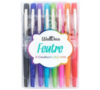 WallDeca Stylos à pointe fine (0,5 mm), couleurs arc-en-ciel assorties, 8 pièces | Conçu pour l'écriture quotidienne, les journaux, les notes et le dessin