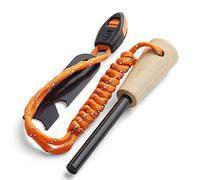 WallEgo Allume Feu Survie, Kit de Survie en Magnésium, Pierre à Feu avec Outil Multifonctionnel, Cordon Paracorde et Sifflet d'urgence, pour Les Voyages, Le Camping, la Randonnée