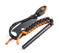 WallEgo Allume Feu Survie, Pierre a Feu Grattoir Multi-Outils Cordon Paracorde et Sifflet d'urgence, pour Les Voyages, Le Camping, la Randonnée
