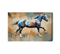 WALLERO Impression sur toile Cheval au galop abstrait Modernisme 100 x 70 cm