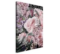 WALLERO Impression sur toile, entre fleurs, cornes, plantes, multicolores, nature - Décoration murale moderne et impression d'art | Tableaux muraux pour salon, chambre à coucher, cuisine, couloir 30 x