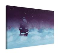 WALLERO Impression sur toile - Vagues de nuit abstraites - Trois variantes - Décoration murale moderne et impression d'art - Pour salon, chambre à coucher, cuisine, couloir - 75 x 50 cm