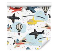Wallero Papier peint intissé Avions et hélicoptères et ballons 50×1000 cm