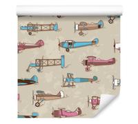 Wallero Papier peint intissé Avions multicolores 50×1000 cm