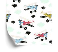 Wallero Papier peint intissé Avions multicolores féeriques 50×1000 cm