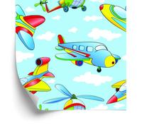 Wallero Papier peint intissé Avions multicolores jouets 50×1000 cm