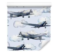 Wallero Papier peint intissé Avions peints style vintage 50×1000 cm
