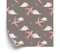 Wallero Papier peint intissé Avions roses 50×1000 cm